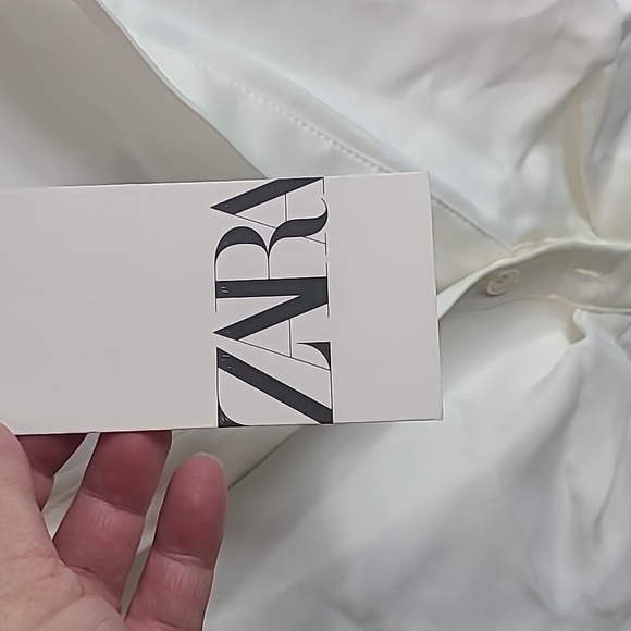 NWT Zara Button Down Ruched Satin Effect Shirt LARGE - Picture 5 of 8